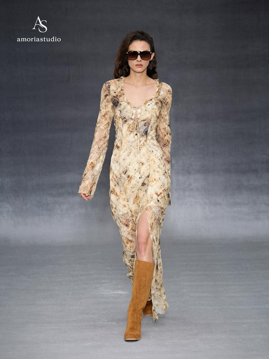 Santorini Jacquard Tie-Waist Dress