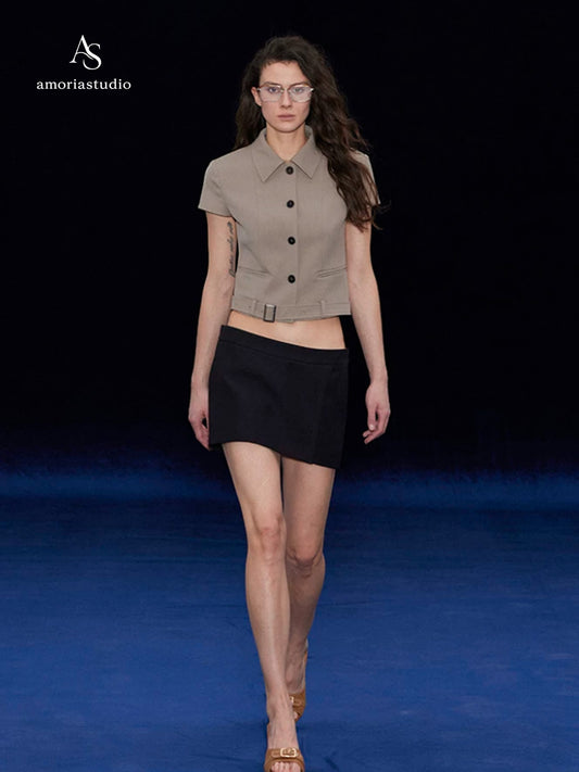 Élan Ribbon Tailored Collar Top