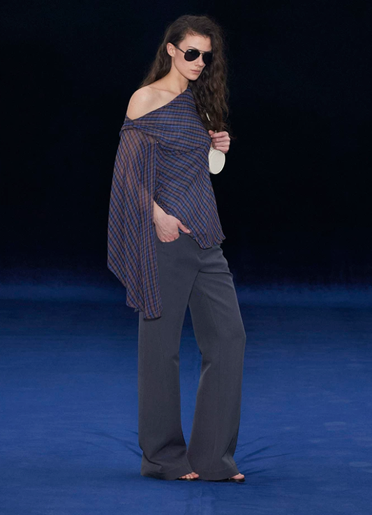 Vintage Plaid Whisper Chiffon Blouse