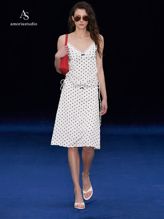 Moonlit Dot Ruched Lace Camisole
