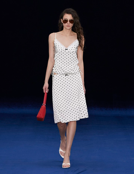 Moonlit Dot Ruched Lace Camisole