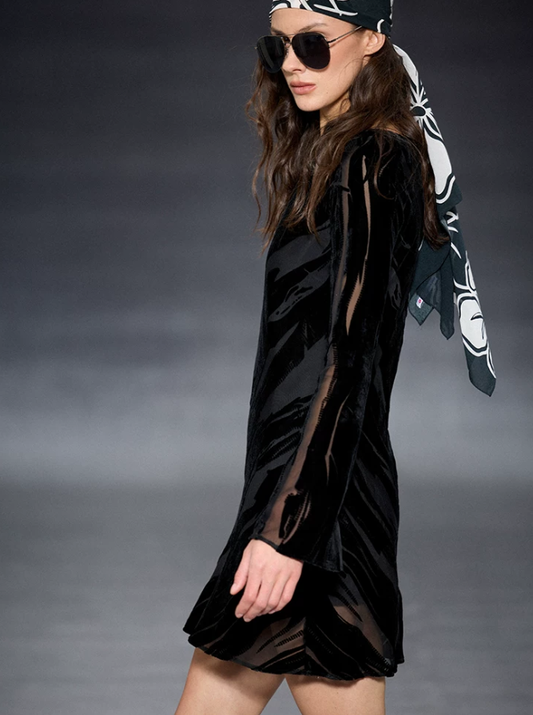 Velour Bloom Illusion Dress