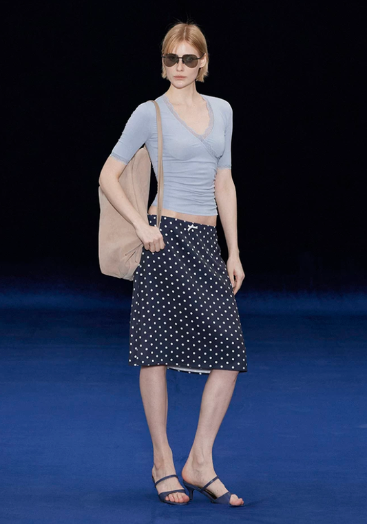 Paris Dot Straight Midi Skirt